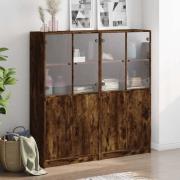 Avila Wooden Bookcase With Doors In Smoked Oak