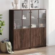 Avila Wooden Bookcase With Doors In Brown Oak