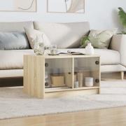 Avila Wooden Coffee Table With 2 Glass Doors In Sonoma Oak