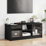 Avila Wooden TV Stand With 2 Glass Doors In Black