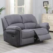 Kiel Manual Recliner Fabric 2 Seater Sofa In Fusion Grey