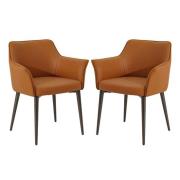 Cuneo Tan Faux Leather Dining Chairs In Pair