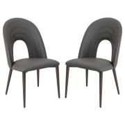 Sanur Dark Grey Faux Leather Dining Chairs In Pair