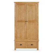 Lecco Wooden Wardrobe With 2 Doors 2 Drawers In Oak