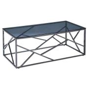 Chios Glass Coffee Table In Smoked Blue Grey With Titanium Frame