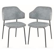 Benson Light Grey Fabric Dining Chairs With Black Frame In Pair