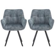 Jordan Stone Blue Fabric Dining Chairs With Metal Frame In Pair