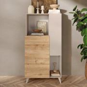 Milan Wooden Highboard With 2 Doors In Cashmere And Cadiz Oak