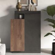 Felton Wooden Highboard 2 Doors In Lava Mercury Oak