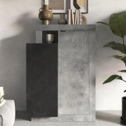 Felton Wooden Highboard 2 Doors In Concrete Effect Lead Grey