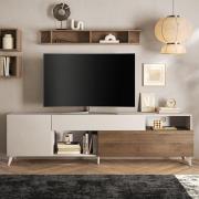 Milan Wooden TV Stand Large 2 Doors 1 Drawer In Cashmere Walnut