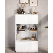 Flores High Gloss Display Cabinet 2 Doors In White Light Oak