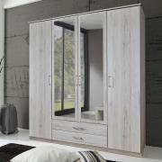 Octavia Mirrored Wardrobe In White Oak With 4 Doors