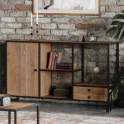 Olbia Wooden Sideboard Open With 1 Door 2 Drawers In Oak