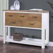 Savona Wooden Console Table With 5 Drawers In White