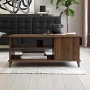 Ferris Wooden Coffee Table With 2 Shelves In Walnut