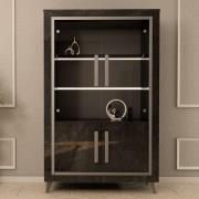 Sarver High Gloss Display Cabinet 2 Doors In Black And LED