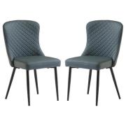 Hailey Blue Faux Leather Dining Chairs With Black Legs In Pair