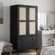 Fenland Wooden Wardrobe With 2 Door 2 Drawer In Black