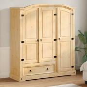 Croydon Wooden Wardrobe With 3 Doors 1 Drawer In Brown