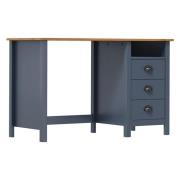 Kendal Wooden Laptop Desk With 3 Drawers In Grey And Brown