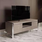 Irvane Wooden TV Stand With 2 Doors 1 Drawer In Grey Oak