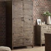 Homer Wooden Wardrobe With 2 Doors 2 Drawers In Brown