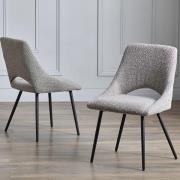 Irwin Grey Fabric Dining Chairs With Black Legs In Pair