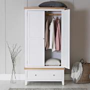 Elkin Wooden Wardrobe With 2 Doors 1 Drawer In White And Oak