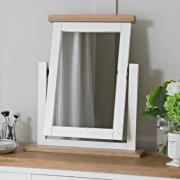 Elkin Wooden Dressing Trinket Mirror In White And Oak Frame