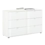 Palmer Wooden Chest Of 6 Drawers With Glass Fronts In Matt White