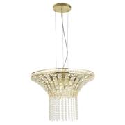 Gemma 8 Light Clear Crystal Round Pendant Light In Satin Brass