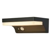 Solar LED Polycarbonate Outdoor Wall Light Horizontal In Black