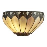 Pearl Tiffany Stained Glass Shade Wall Light In Antique Brass