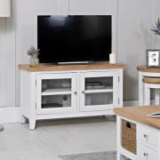 Elkin Wooden TV Stand With 2 Doors In Oak And White