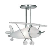 Novelty Acrylic Frosted Glass Airplane Pendant Light In Chrome