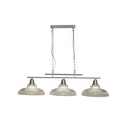 Bistro 3 Light Glass Shade Bar Pendant Light In Satin Silver