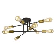 Armstrong 8 Light Semi Flush Light In Black And Satin Brass