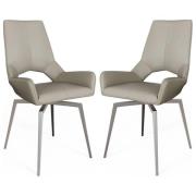 Irvane Taupe PU Learther Swivel Dining Chair In Pair