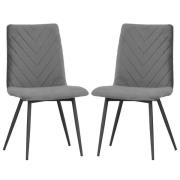 Casey Dark Grey Velvet Dining Chairs With Metal Legs In Pair