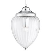 Moscow Ribbed Glass Pendant Light In Chrome