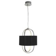 Madrid Black Fabric Shade Pendant Light In Chrome