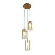 Duo 3 Light Champagne Glass Multi Drop Pendant Light In Bronze