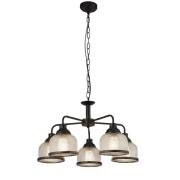 Highworth 5 Light Holophane Glass Pendant Light In Black