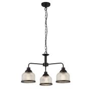 Highworth 3 Light Holophane Glass Pendant Light In Black