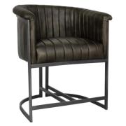 Elkhart Leather Dining Chair With Metal Legs In Dark Grey