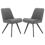 Beloit Grey PU Leather Dining Chairs With Metal Legs In Pair