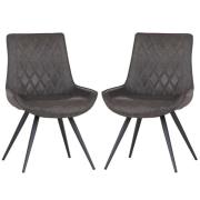 Arvada Grey PU Leather Dining Chairs With Metal Legs In Pair