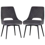 Akron Graphite Velvet Dining Chairs With Metal Legs In Pair