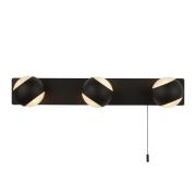 Flare 3 Light Opal Glass Wall Light In Black